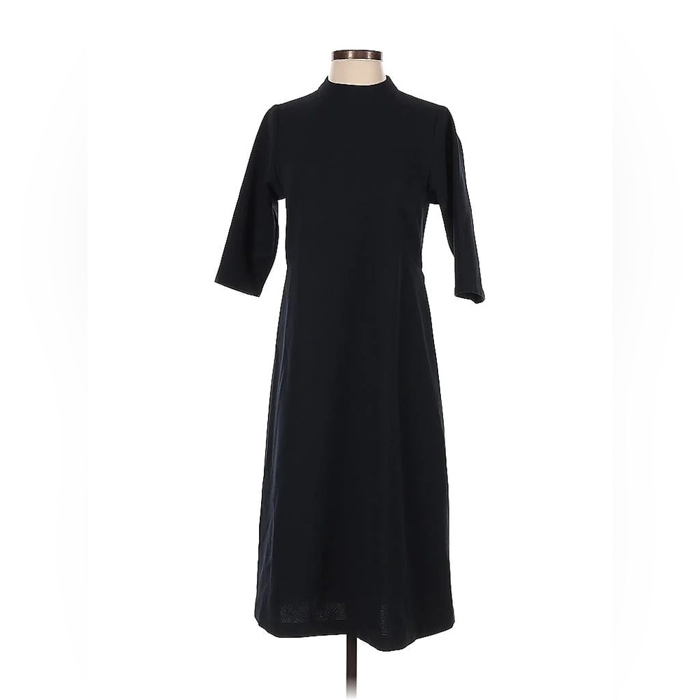 Kaarem 3/4 Sleeve Skywave Back Pleat Slit dress zip Black size XS